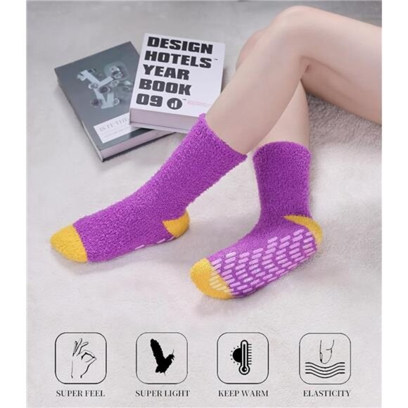 Non Slip Socks Fuzzy Socks with Grips for Women Hospital Socks with Grips - Picture 11 of 14